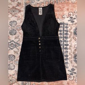 Black corduroy mini dress